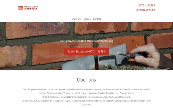 Screenshot of einfugerbetrieb-hissink.de