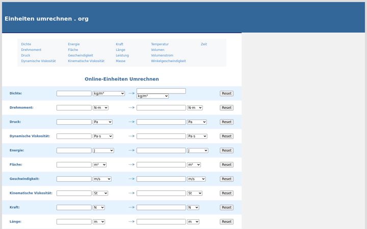 Snímek obrazovky einheitenumrechnen.org