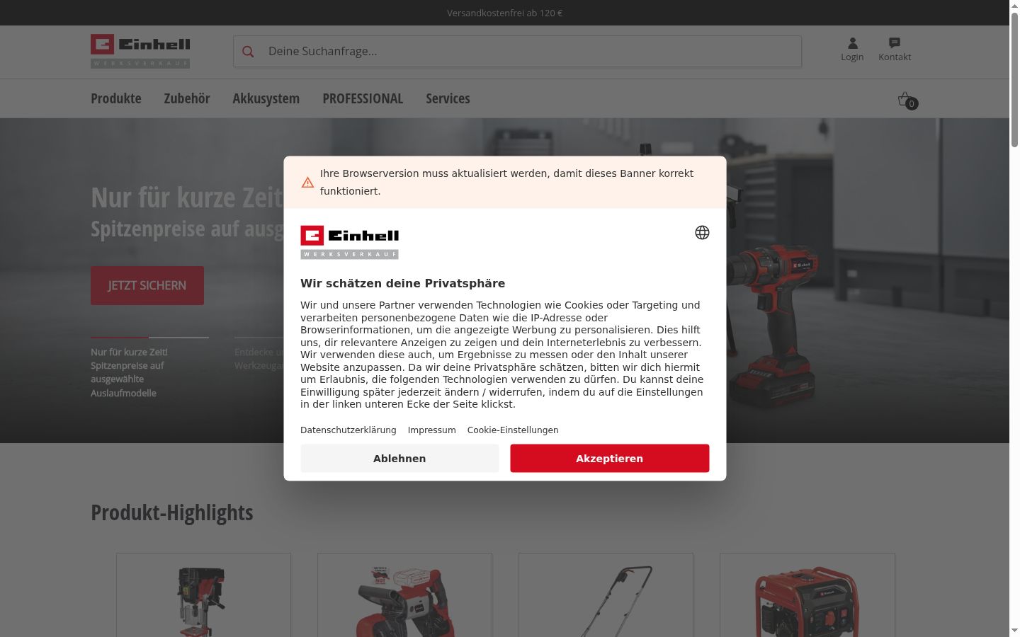 Zrzut ekranu banera zgody wyświetlanego przed jakąkolwiek interakcją
