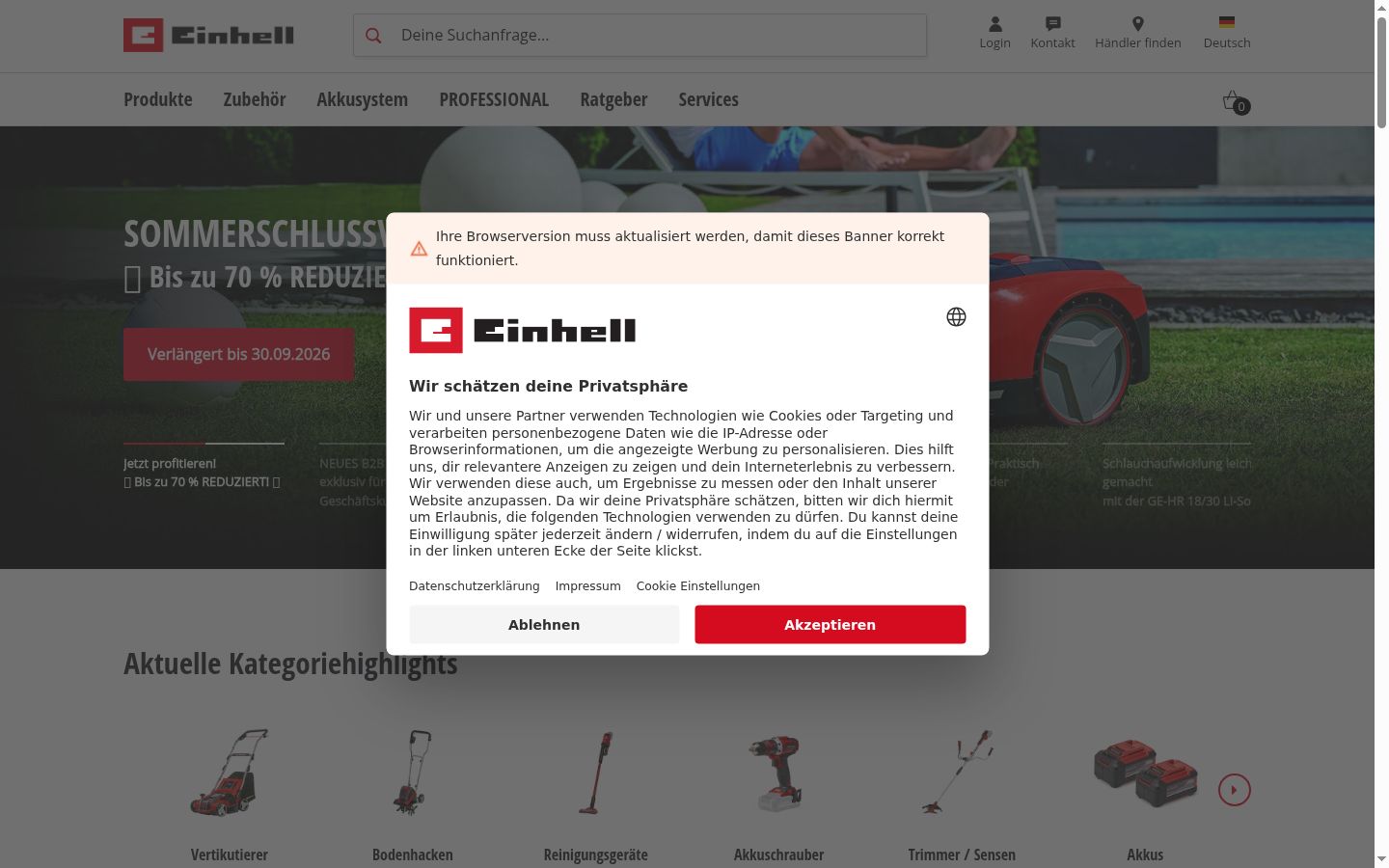 Screenshot of the consent banner shown before any interaction