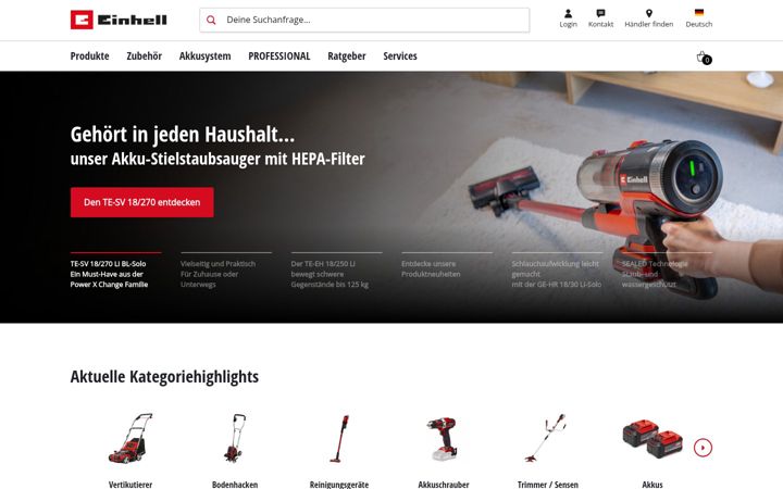 Screenshot of einhell.ch