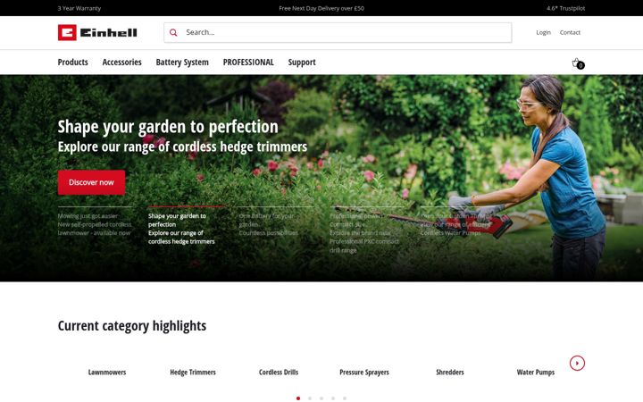 Screenshot του einhell.co.uk