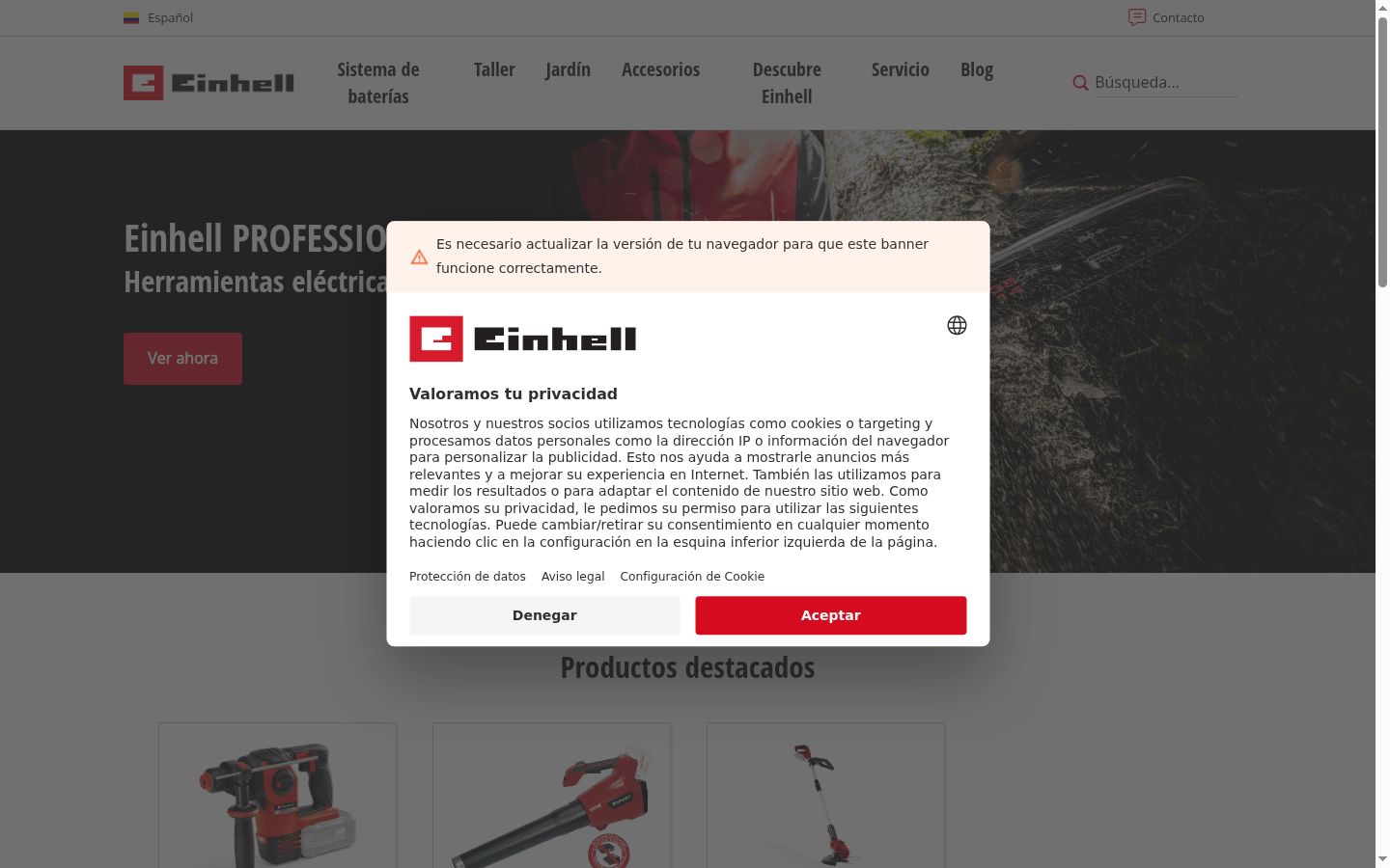 Snímka obrazovky banera súhlasu zobrazeného pred akoukoľvek interakciou