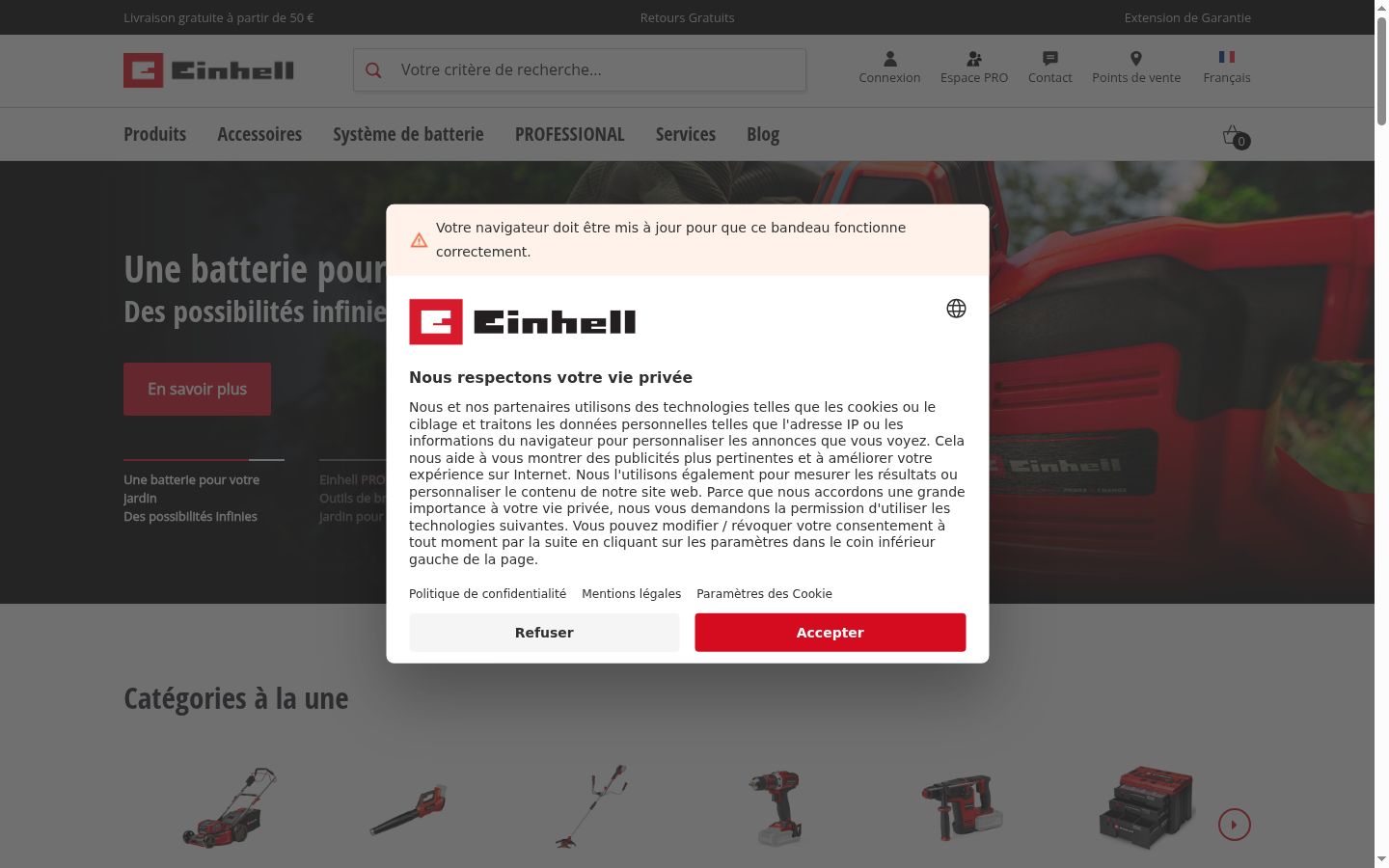 Screenshot of the consent banner shown before any interaction