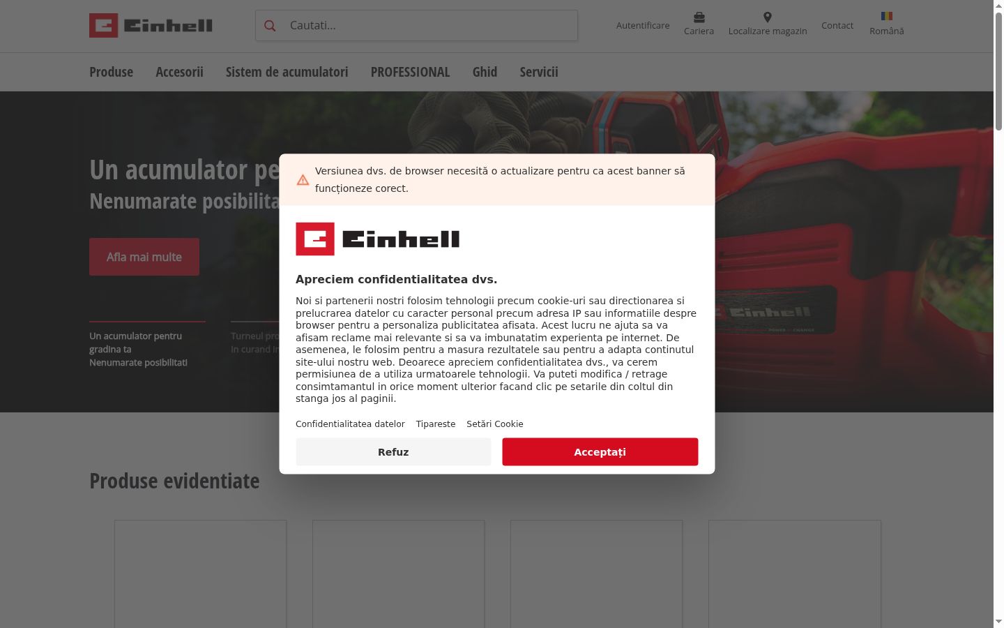 Capture d'écran de la bannière de consentement affichée avant toute interaction