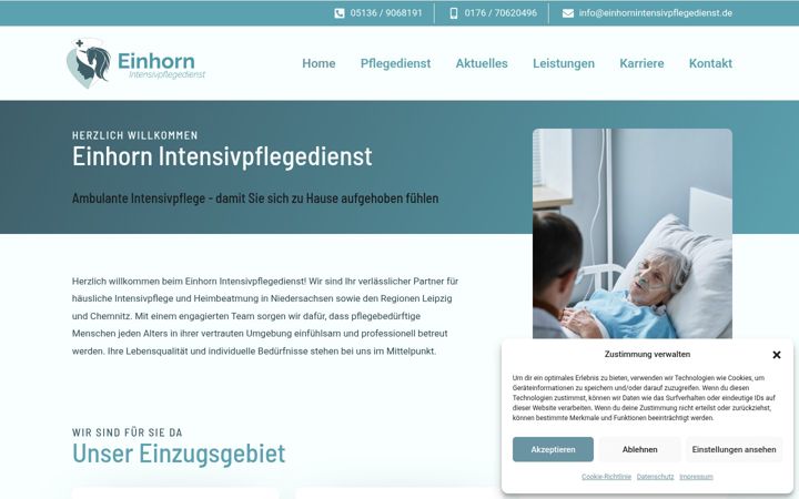 Posnetek zaslona einhorn-intensivpflegedienst.de