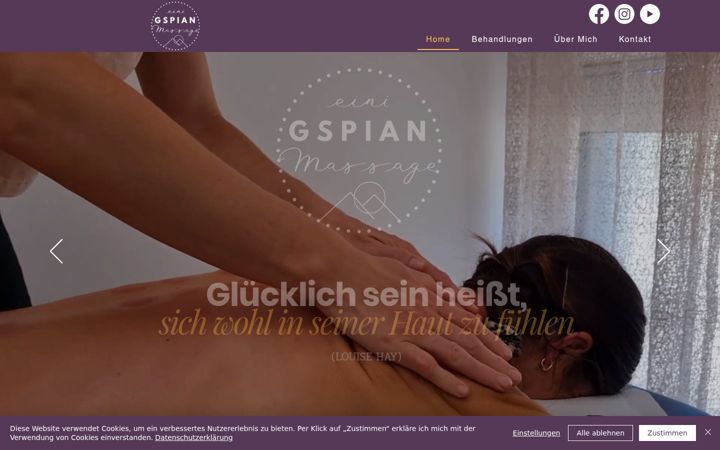Snímek obrazovky einigspian-massage.at