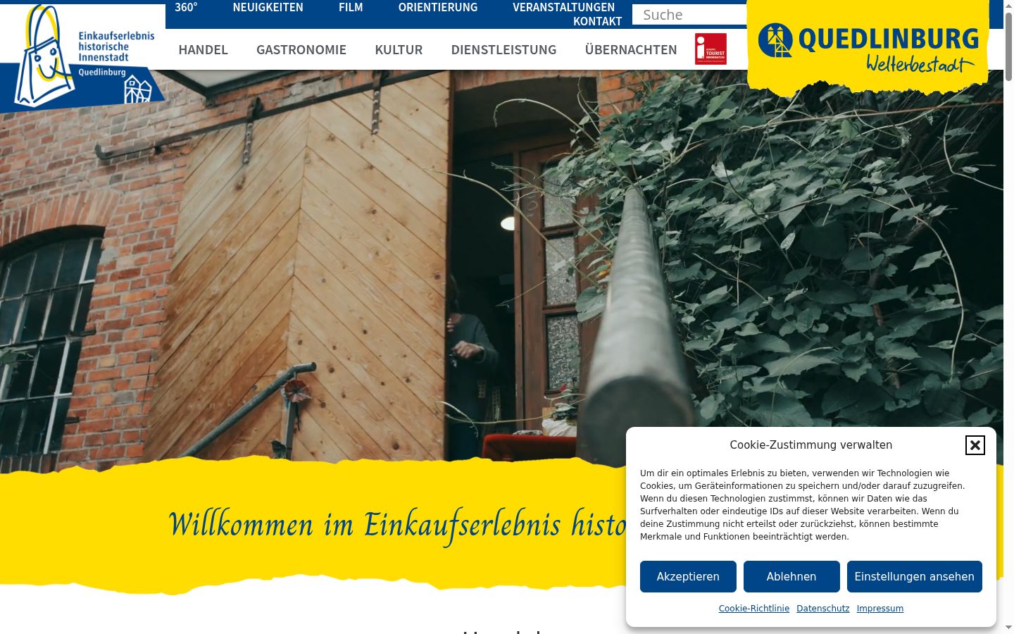 Screenshot des Einwilligungsbanners vor jeglicher Interaktion
