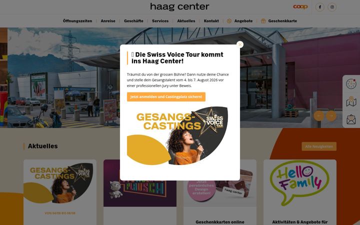 Screenshot of einkaufszentrum-haag.ch