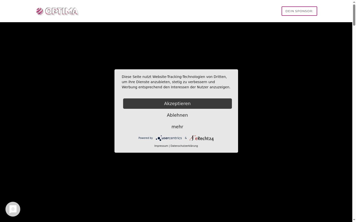 Screenshot del banner di consenso mostrato prima di qualsiasi interazione