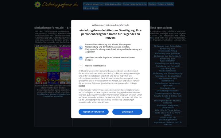 Screenshot of einladungsform.de