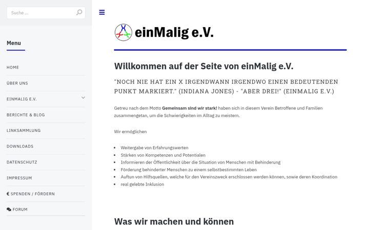 Screenshot of einmalig-ev.de