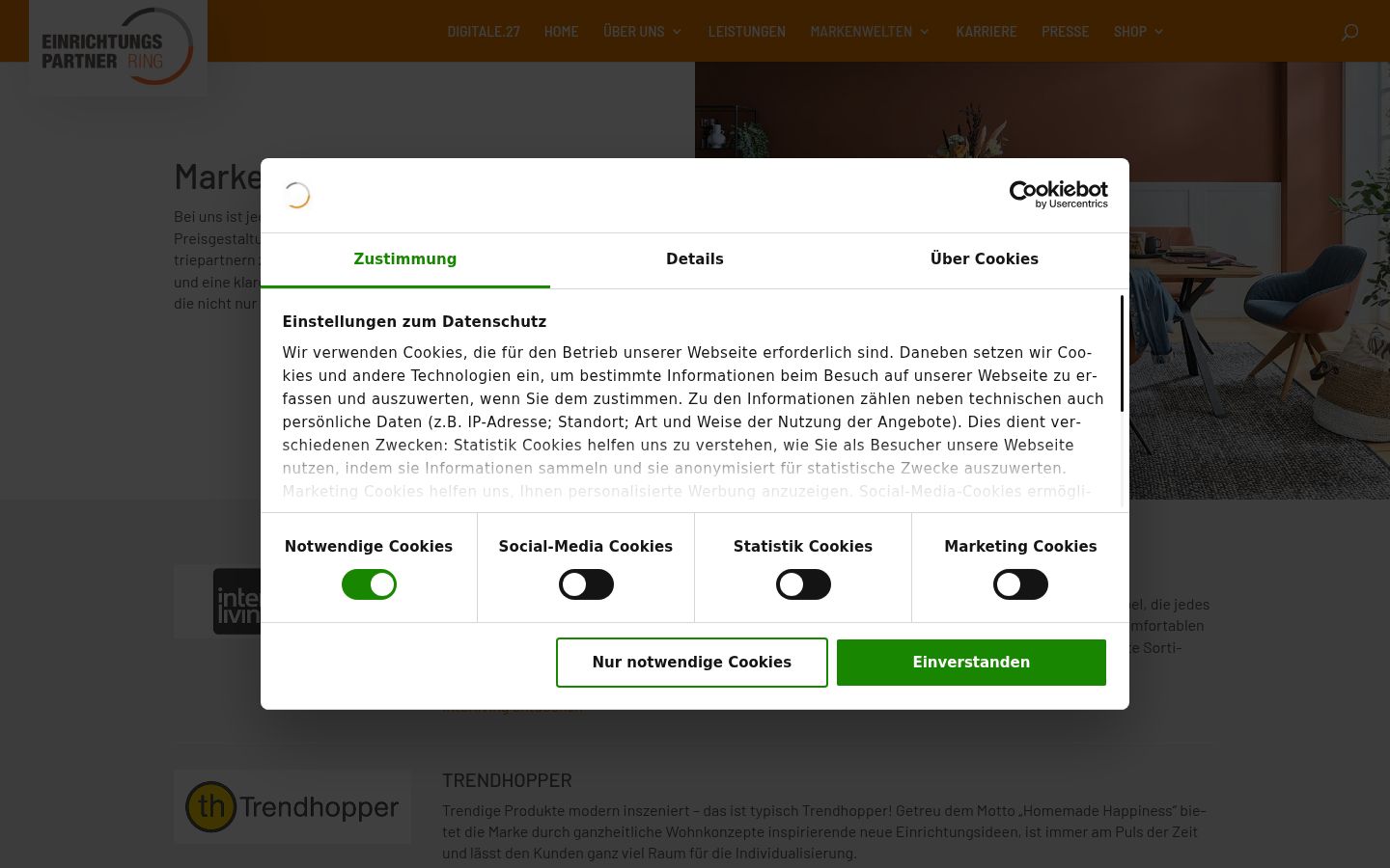 Screenshot del banner di consenso mostrato prima di qualsiasi interazione