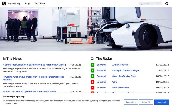 Screenshot of einride.engineering