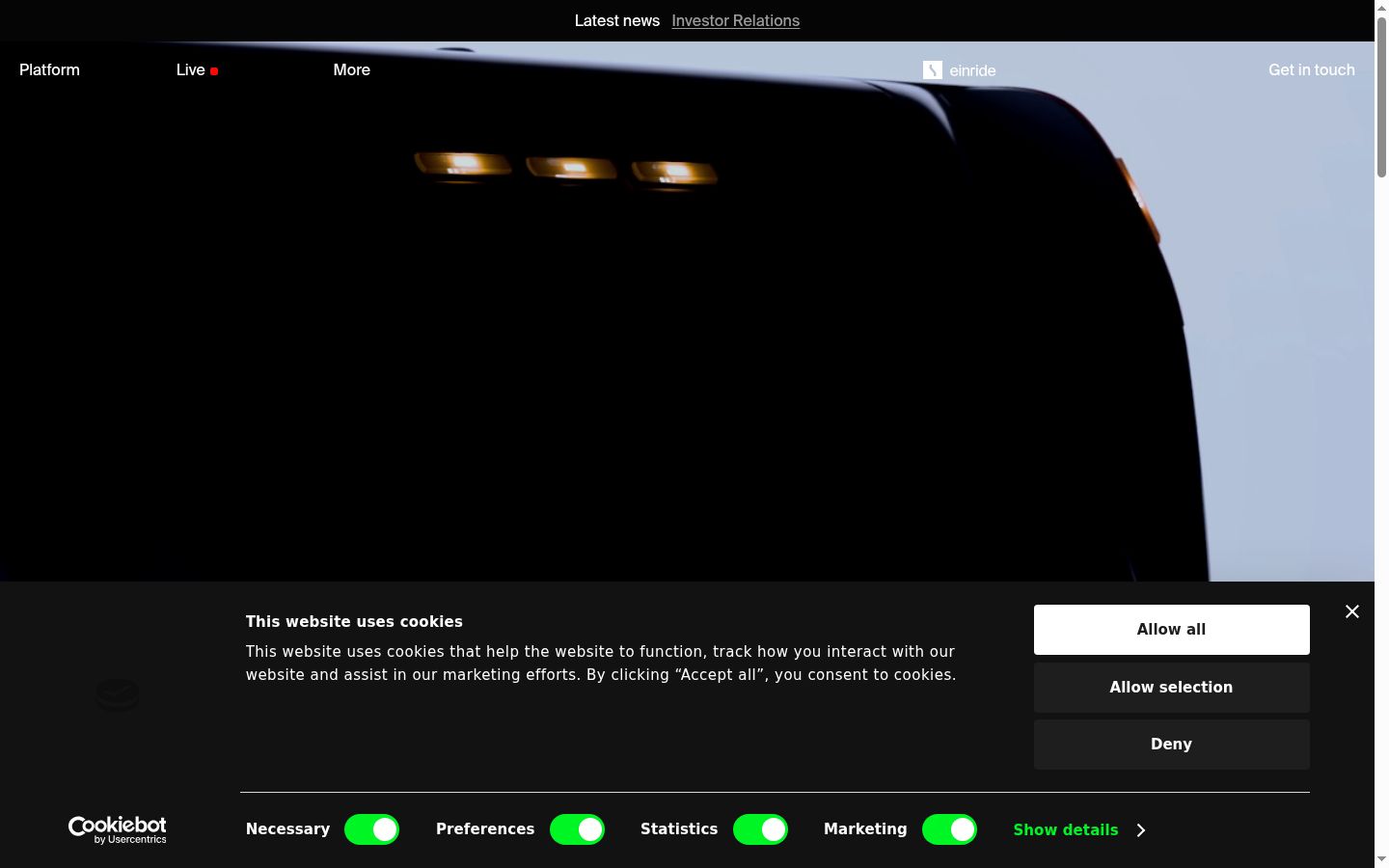 Screenshot of the consent banner shown before any interaction