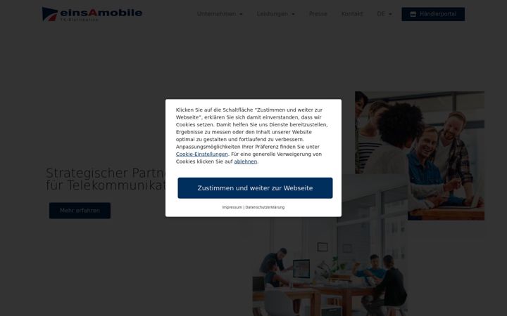 Snímek obrazovky einsamobile.de