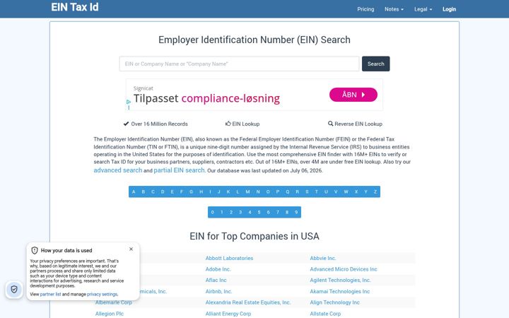 Screenshot of eintaxid.com