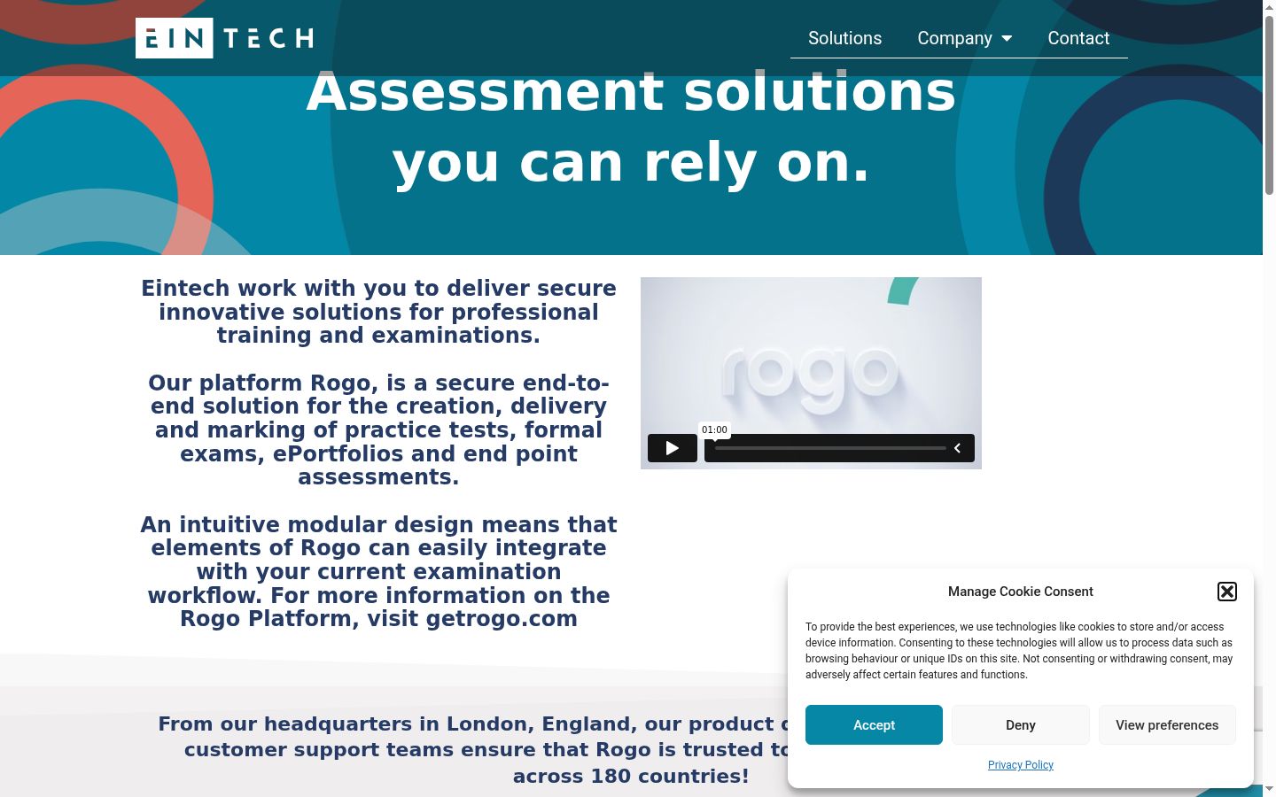 Screenshot of the consent banner shown before any interaction