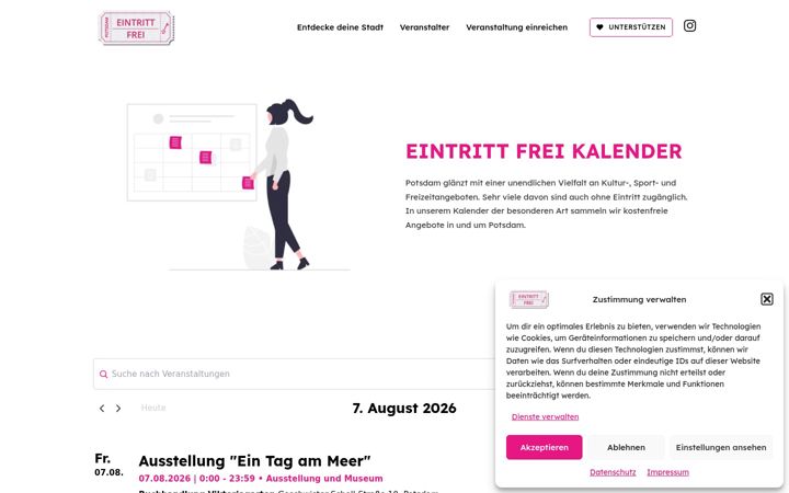 Screenshot of eintrittfrei-potsdam.de