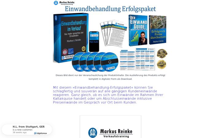 Screenshot of einwandbehandlung-erfolgspaket.com