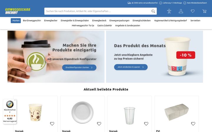 Screenshot of einweggeschirr-discount.de