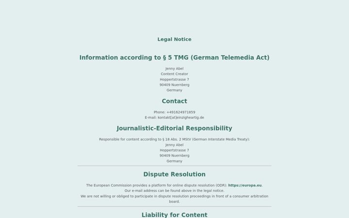 Screenshot of einzigheartig.de
