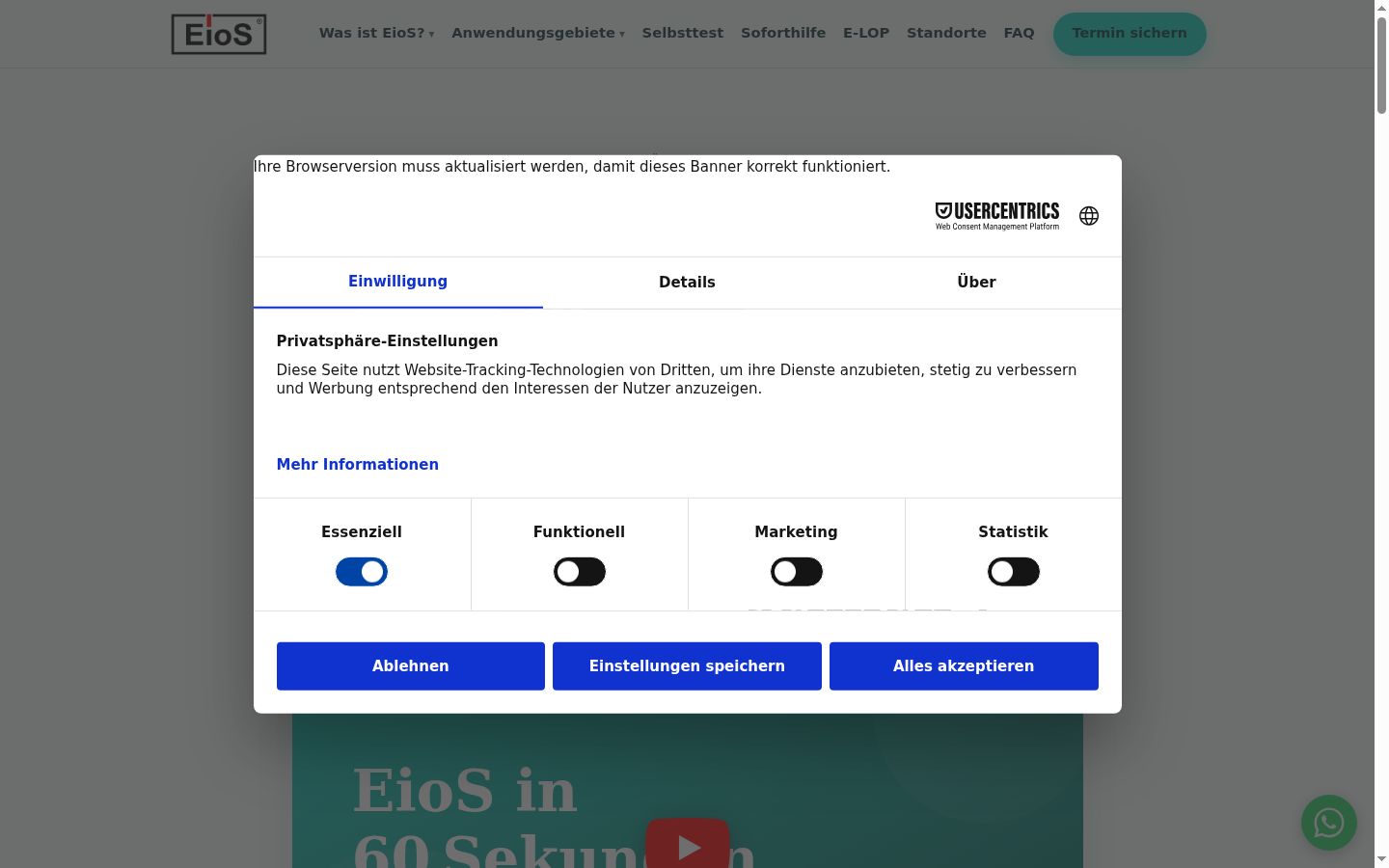 Snímka obrazovky banera súhlasu zobrazeného pred akoukoľvek interakciou