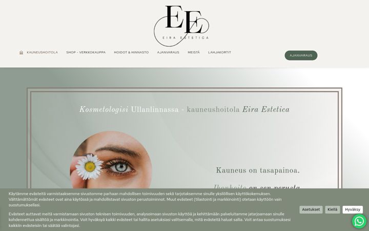 Snímek obrazovky eiraestetica.fi
