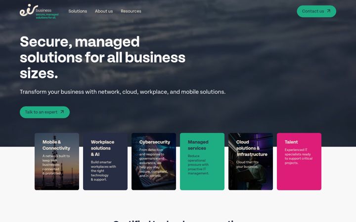 Skærmbillede af eirbusiness.ie