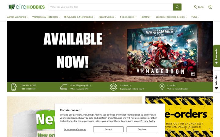 Screenshot of eirehobbies.com