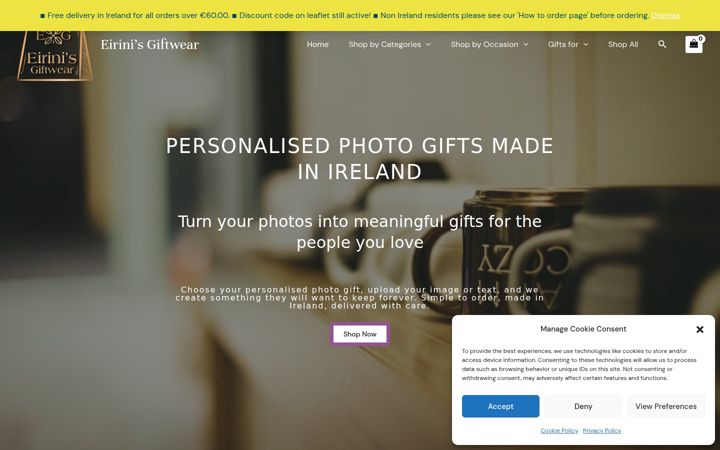 Screenshot of eirinisgiftwear.ie