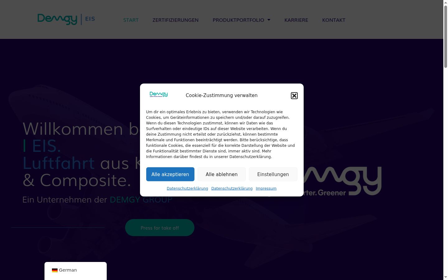 Screenshot van de toestemmingsbanner zoals getoond vóór enige interactie