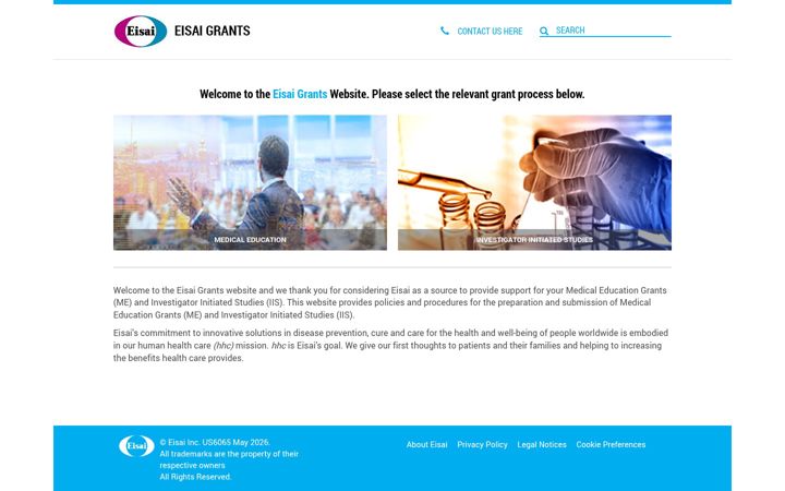 Screenshot of eisaigrants.com