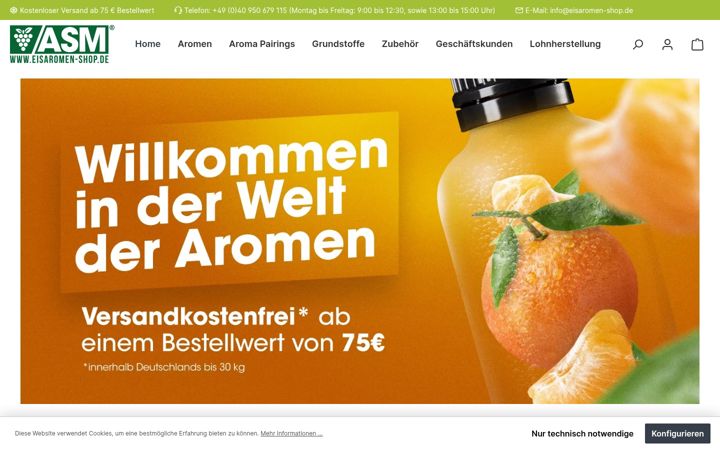 Snimka zaslona za eisaromen-shop.de