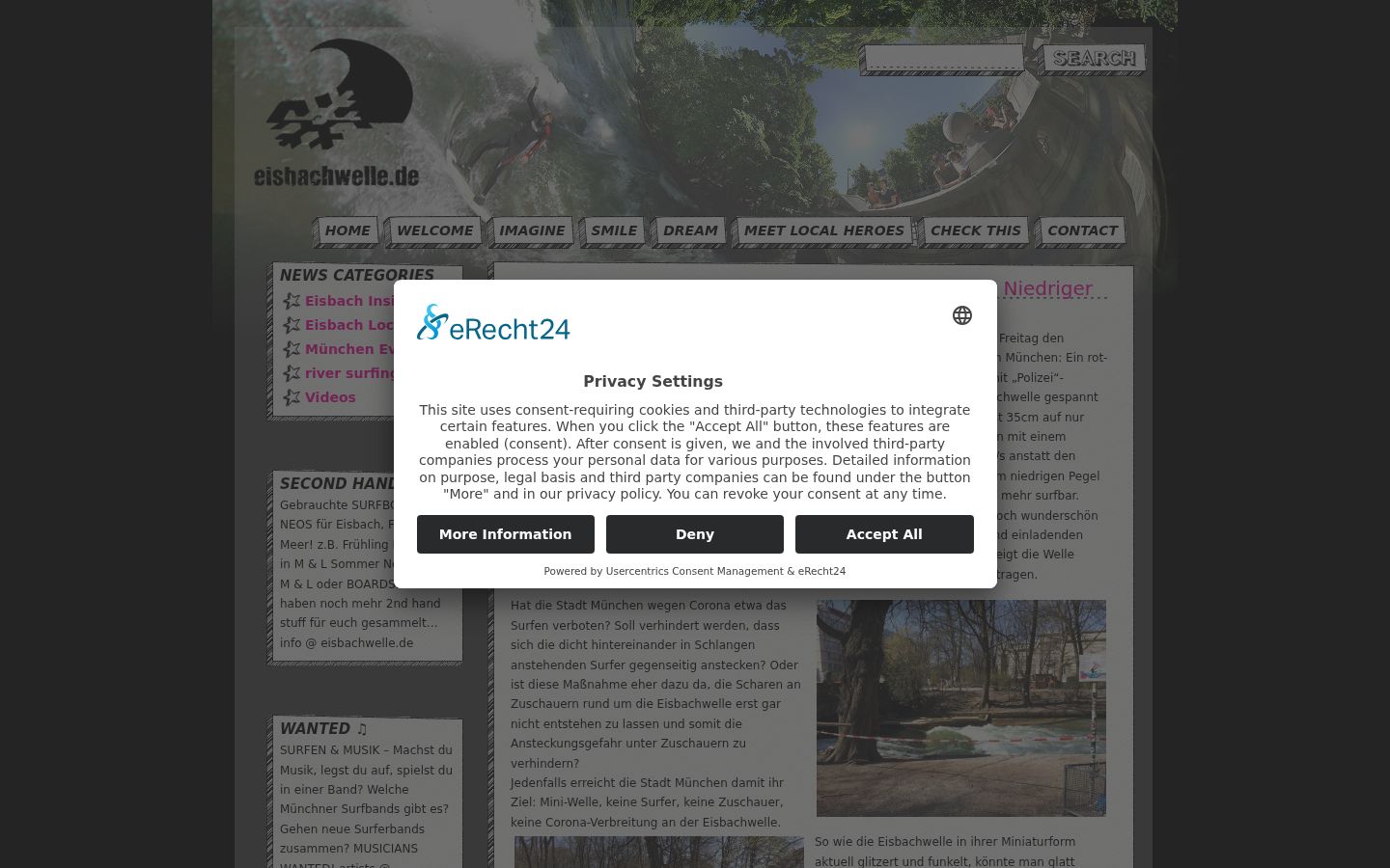 Screenshot del banner di consenso mostrato prima di qualsiasi interazione