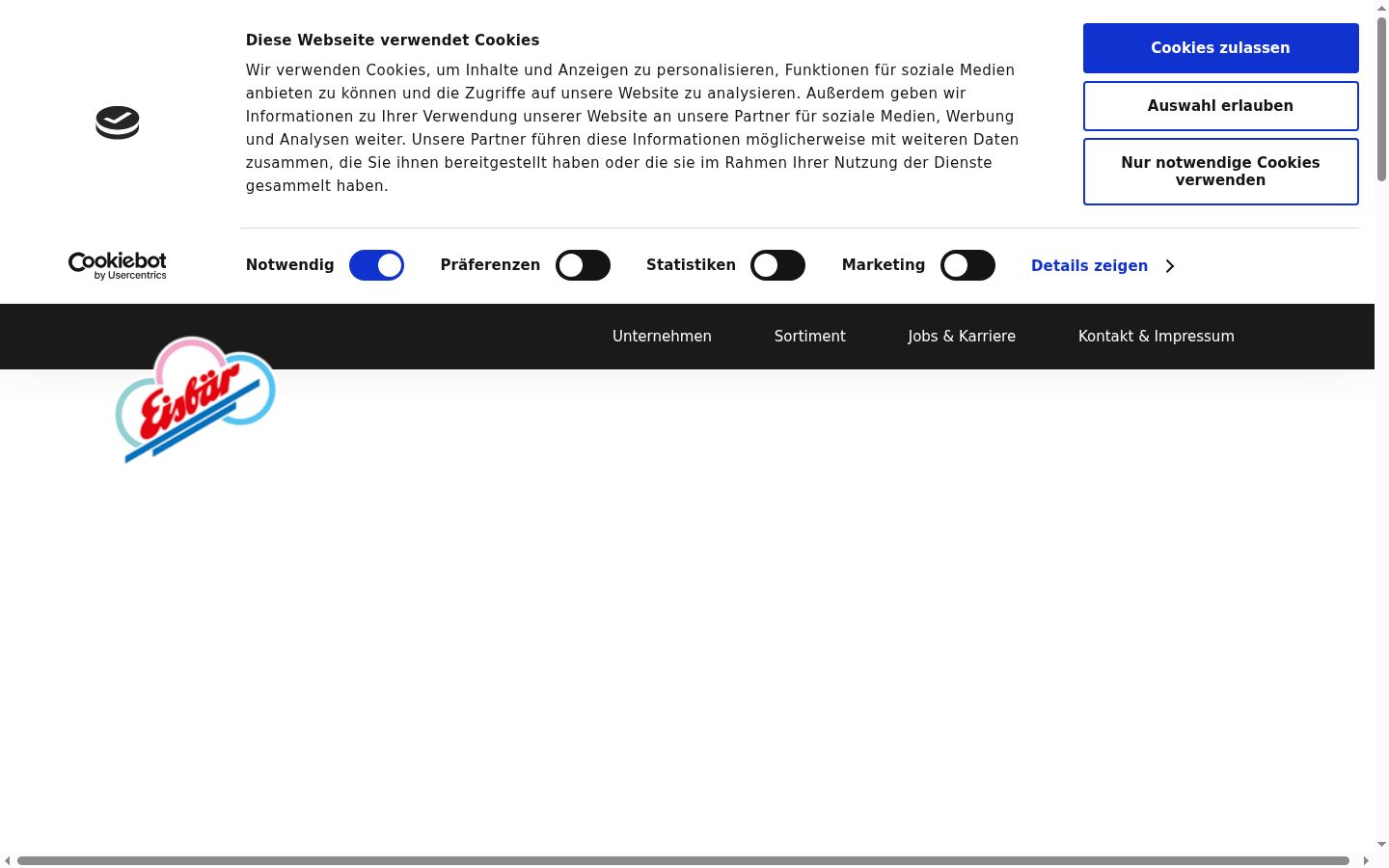 Screenshot del banner di consenso mostrato prima di qualsiasi interazione