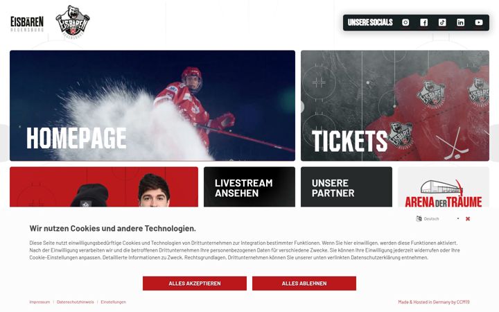 Screenshot of eisbaeren-regensburg.com