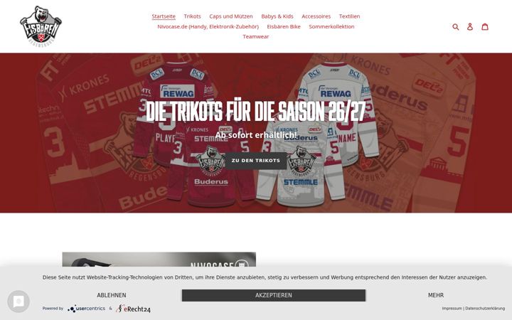 Screenshot of eisbaeren-regensburg.shop