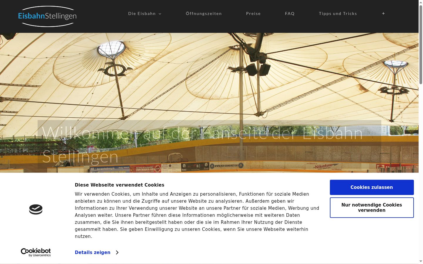 Screenshot del banner di consenso mostrato prima di qualsiasi interazione