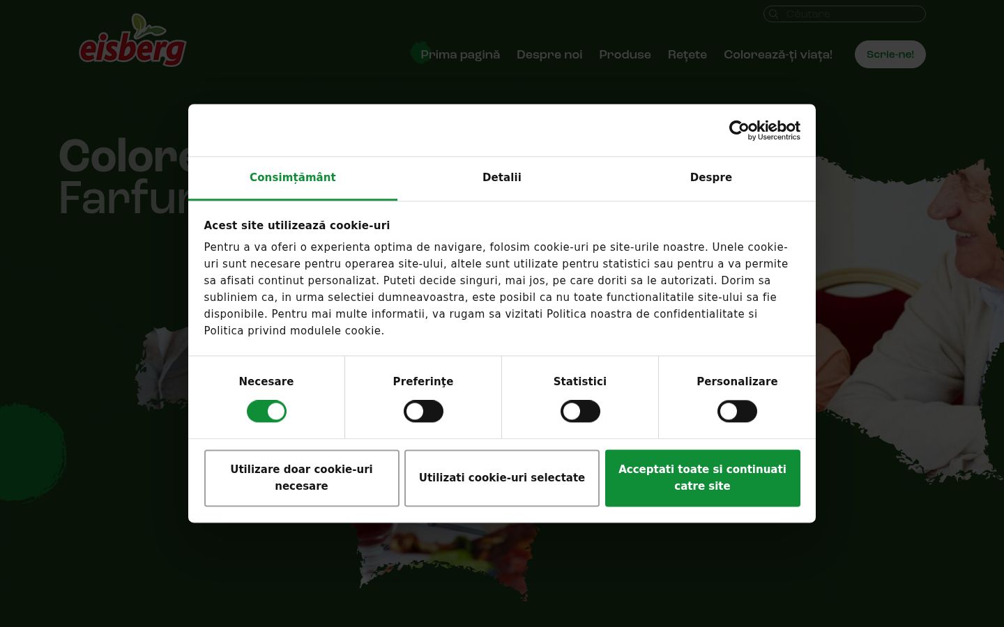 Skærmbillede af samtykkebanneret, som det blev vist før nogen interaktion