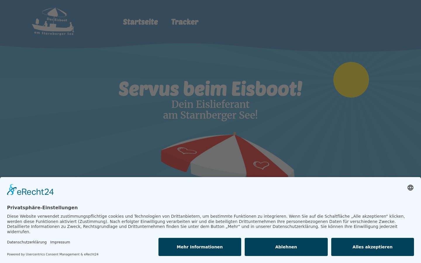 Screenshot del banner di consenso mostrato prima di qualsiasi interazione