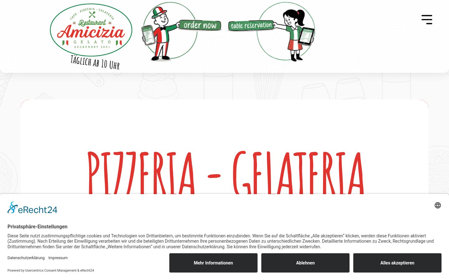 Screenshot del banner di consenso mostrato prima di qualsiasi interazione