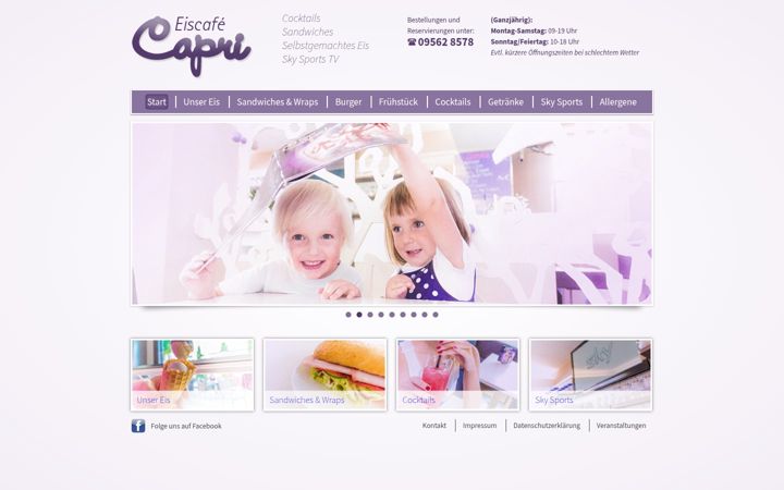 Snímek obrazovky eiscafe-capri-sonnefeld.de