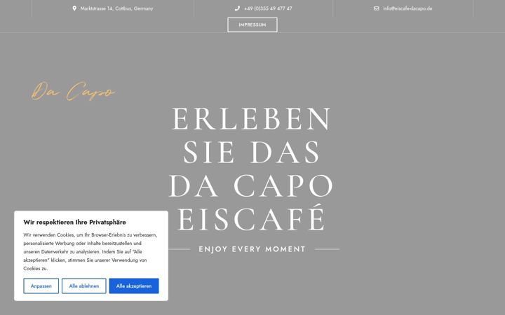 Snímek obrazovky eiscafe-dacapo.de