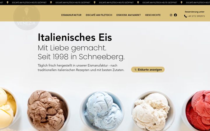 Skjámynd af eiscafe-venezia-schneeberg.de