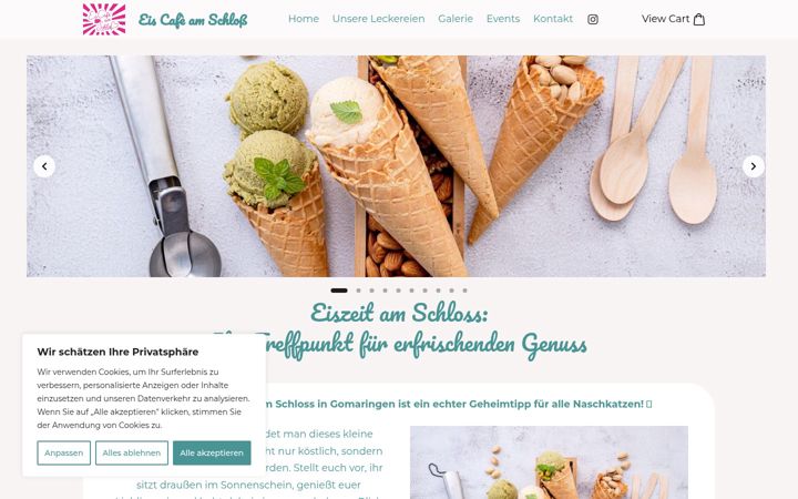 Skjámynd af eiscafeamschloss.de