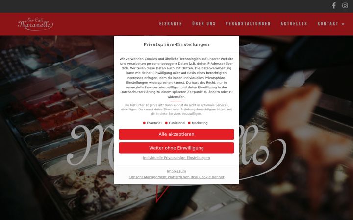 Skjámynd af eiscafemaranello.de