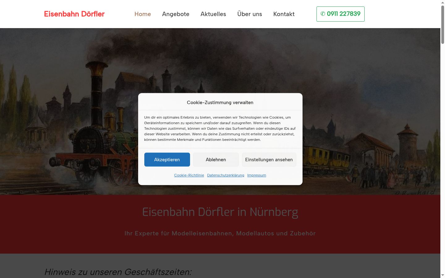 Screenshot van de toestemmingsbanner zoals getoond vóór enige interactie