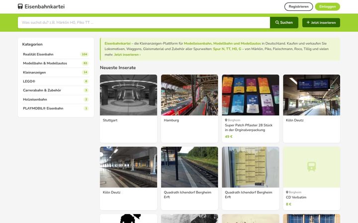 Zrzut ekranu eisenbahnkartei.de