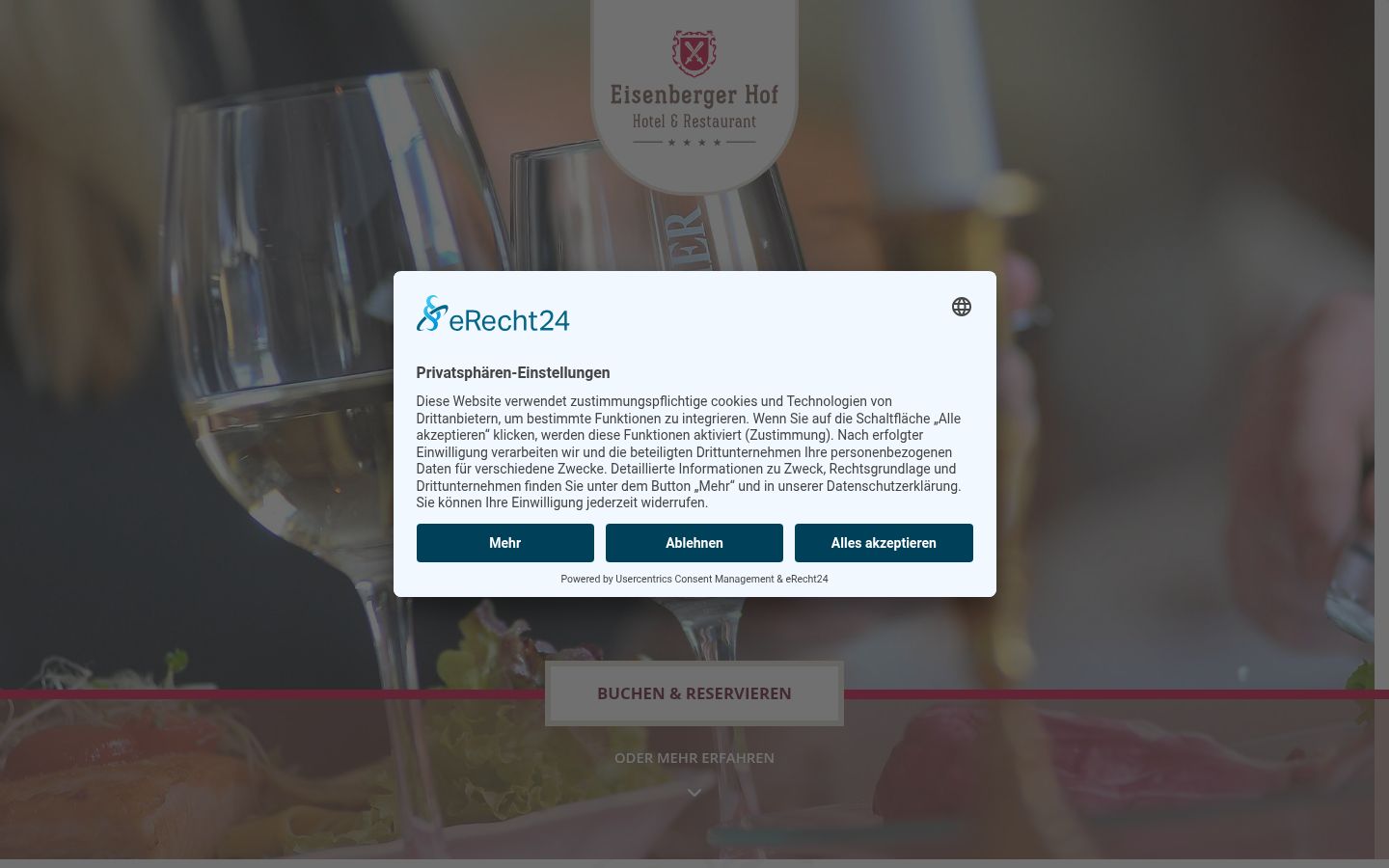 Screenshot del banner di consenso mostrato prima di qualsiasi interazione